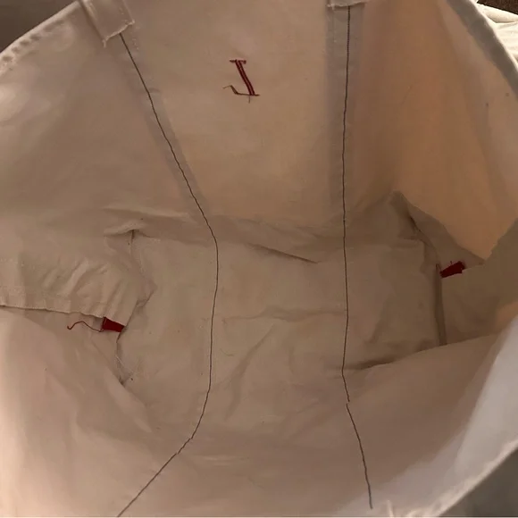 Vintage 90s LL Bean Boat & Tote Bag White/Red Canvas XL 
USA Made READ - Picture 3 of 8